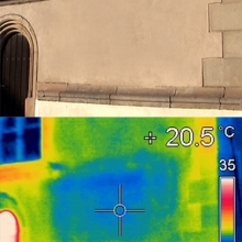 Detekce zazdívky ve zdi kostela